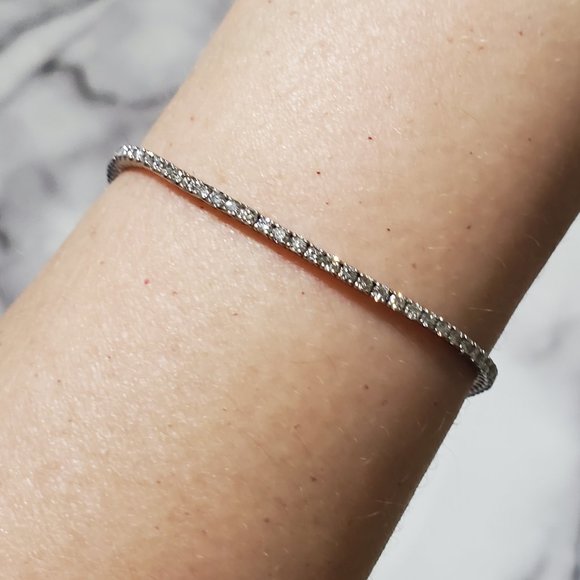 DIAMOND TENNIS BRACELET 14K WHITE GOLD - Picture 5 of 13